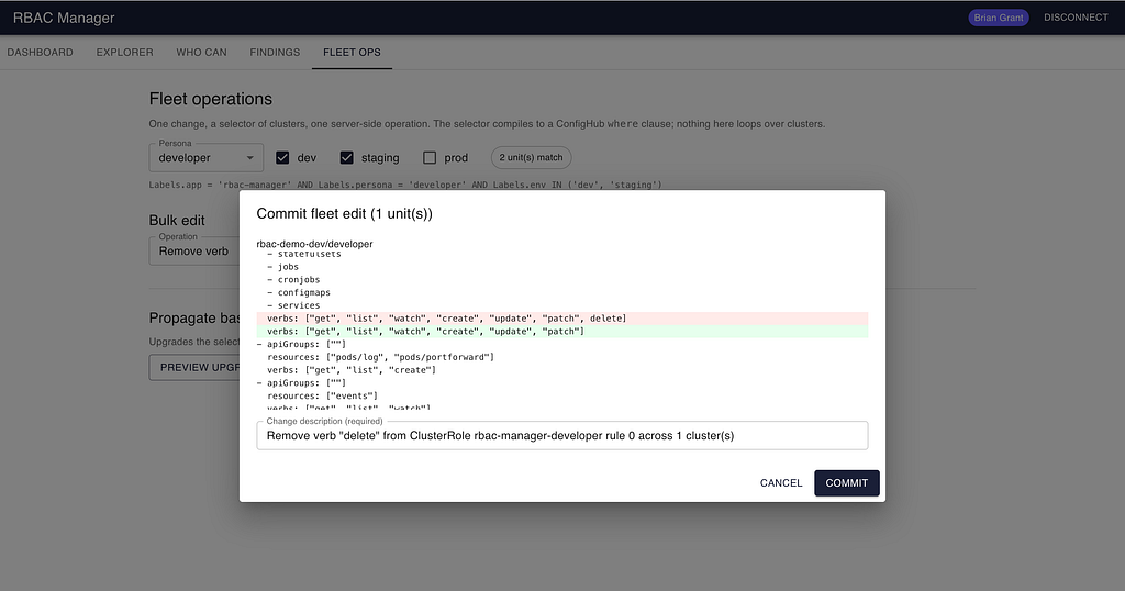 RBAC Manager Fleet-wide mass changes